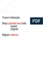 Tumors of Melanocytes Benign: (Mole) Acquired Congenital Malignant