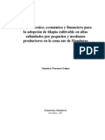 Estudi Tecnico Economico y Financia para La Producciond de Tilapia