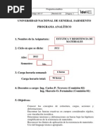 Microsoft Word - 00 Programa Analitico Estatica y Resistencia de Materiales 2011 VMF15082012