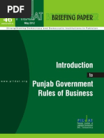 Introduction To Punjab Government Rules of Business