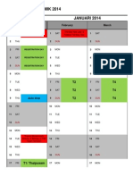 Kalender Akademik 2014 JANUARI 2014: January February March