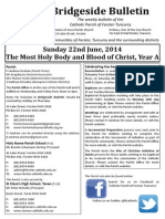 Bridgeside Bulletin: Sunday 22nd June, 2014 The Most Holy Body and Blood of Christ, Year A