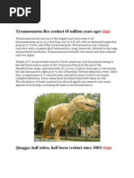 Tyrannosaurus Rex (Extinct 65 Million Years Ago)