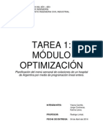 CARRILLO - CONTRERAS - LEIVA. INTRODUCION A LA INGENIERIA. (Planificacion Del Menu Semanal de Colaciones de Un Hospital Argentino Por Medio de Programacion Lineal Entera)