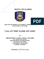 University of Ilorin: "All in The Name of God"