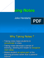 Taking Notes: Joko Hendarto