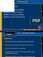 Section 1 The World of Biology Section 2 Themes in Biology Section 3 The Study of Biology Section 4 Tools and Techniques