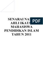 Senarai Nama Ahli Ikatan Mahasiswa Pendidikan Islam TAHUN 2011