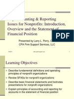 Key Accounting & Reporting Issues For Nonprofits: Introduction, Overview and The Statement of Financial Position