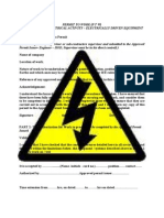 Permit To Work (P T W) High Voltage - Electrical Activity - Electrically Driven Equipment