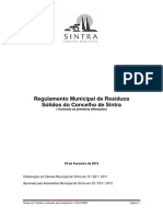 Regulamento Municipal de Resíduos Sólidos Do Concelho de Sintra (2012)