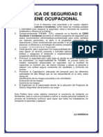 Politica de Seguridad e Higiene Ocupacional