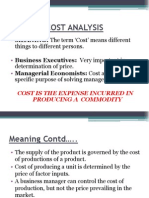 Cost Analysis: MEANING: The Term Cost' Means Different