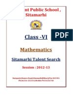 Class VI Maths Sitamarhi Talent Search 2013 1