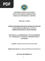 "Diseño e Implementación de Un Sistema de Costos en Palma Africana