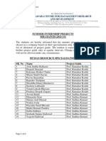 Summer Internship Projects MBA BATCH (2011-13) : Updated On May 29, 2012