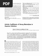 Activity Coefficients of Strong Electrolytes in Aqueous Solutions