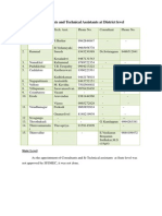 Details of Consultants and Technical Assistants at District Level