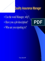 Role of Quality Assurance Manager