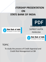 Summer Intership Presentation ON State Bank of India: Presented By: Supreet Gupta PGFB1354