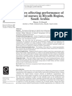 Factors Affecting Performance of Hospital Nurses in Riyadh Region, Saudi Arabia