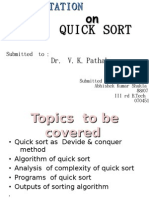 Quick Sort: - . - DR V K Pathak