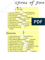 Exercises Prepositions of Time