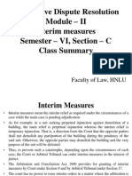 Alternative Dispute Resolution Module - II Interim Measures Semester - VI, Section - C Class Summary