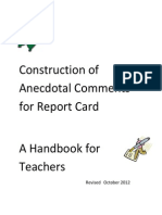 Construction of Anecdotal Comments For Report Card October 22 2012