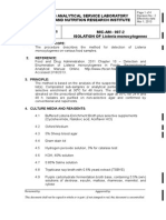 Procedure For Isolation of Listeria Monocytogenes