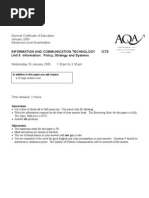 Information and Communication Technology Ict5 Unit 5 Information: Policy, Strategy and Systems