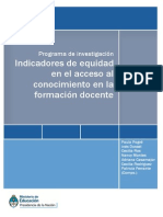 Programa de Investigacion Indicadores de Equidad en El Acceso Al Conocimiento en La Formacion Docente 1 1