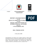 Report and Proceedings of The Results-Oriented 4 November 2002 Workshop On The Roles and Functions of International Advisors