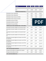 Tabela de Rendimento de Mão de Obra