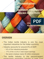 On (Malwa Industries) : Summer Internship