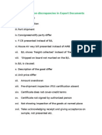 Some Common Discrepancies in Export Documents