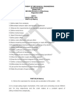 Department of Mechanical Engineering Question Bank Semester V ME 2302 Dynamics of Machinery Regulation-2008 UNIT-1 Force Analysis PART-A (2 Marks)