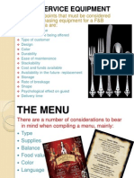 FB Service Equipment and Menu