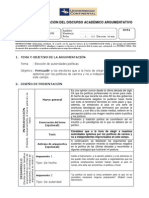 Ejemplo Ficha de Planificación Discurso Argumentativo