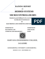 Embedded Systems Microcontroller 8051: Training Report