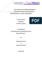 "THE EFFECT OF STUDY HABITS ON THE ACADEMIC PERFORMANCE OF FRESHMEN EDUCATION STUDENTS IN XAVIER UNIVERSITY, CAGAYAN DE ORO CITY, SCHOOL YEAR 2008-2009" by Christian K. Bagongon