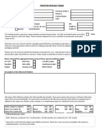 Printer Repair Form: Please Check Off The Appropriate Boxes If Any of These Special Conditions Apply