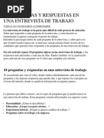 10 Preguntas y Respuestas en Una Entrevista de Trabajo