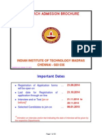 Research Admission Brochure: Mportant Dates