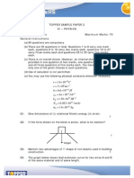 Topper Sample Paper 2 Xi - Physics Time: Three Hours Maximum Marks: 70