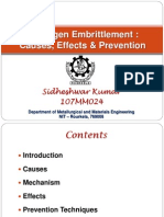 Hydrogen Embrittlement: Causes, Effects & Prevention: Sidheshwar Kumar 107MM024