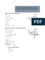 Part (A) - Force Is Applied Horizontally: Answer