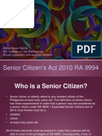 Senior Citizen's Act 2010 RA 9994: Alman-Najar Namla XU-College of Law Zamboanga Social Legislation and Agrarian Reform