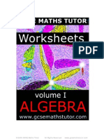 E-Book 'Worksheets Volume #1 - Algebra' Revision From GCSE Maths Tutor