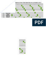 Shift Schedule For The Month of October 2014